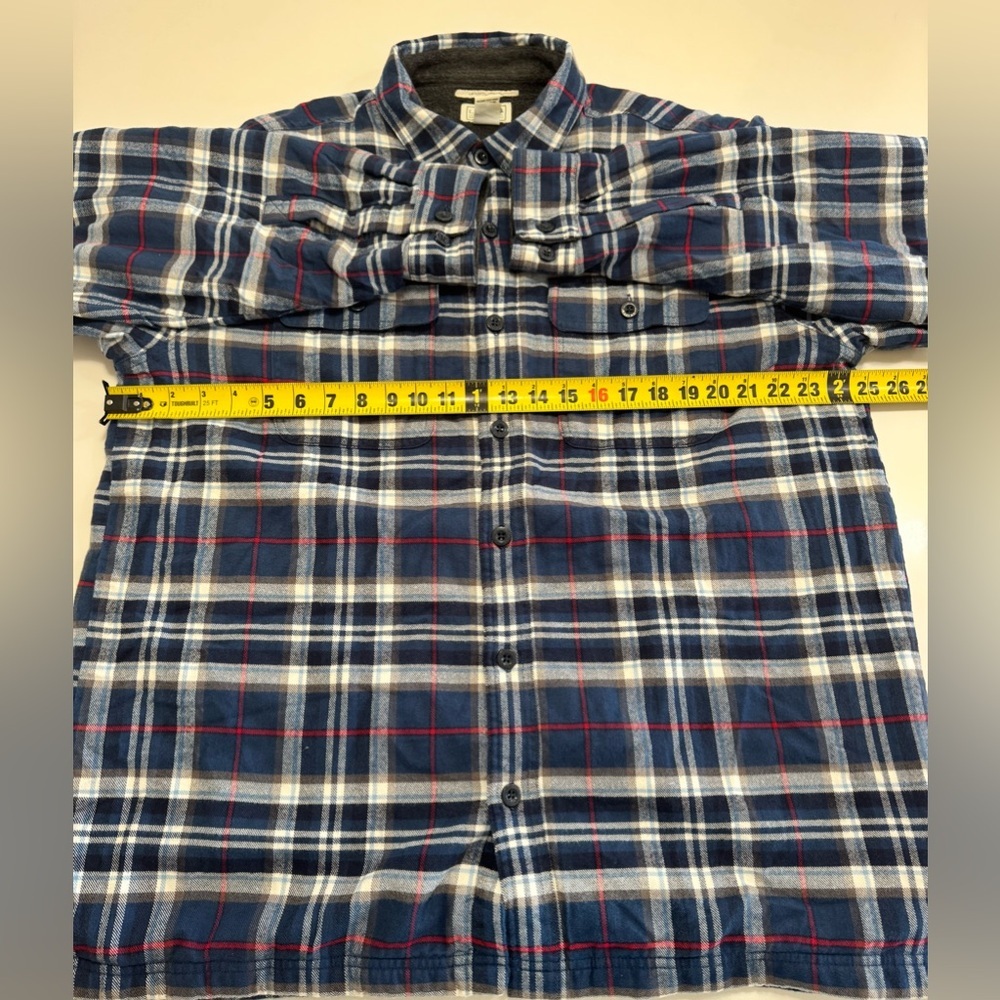 L.L. Bean Mens Fleece-Lined Flannel Shirt Jacket Size Large Traditional Fit Blue - Picture 8 of 10